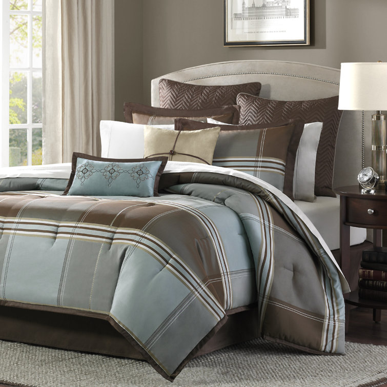 Darby Home Co Josephina Light Blue/Brown/Gray Microfiber Reversible 8